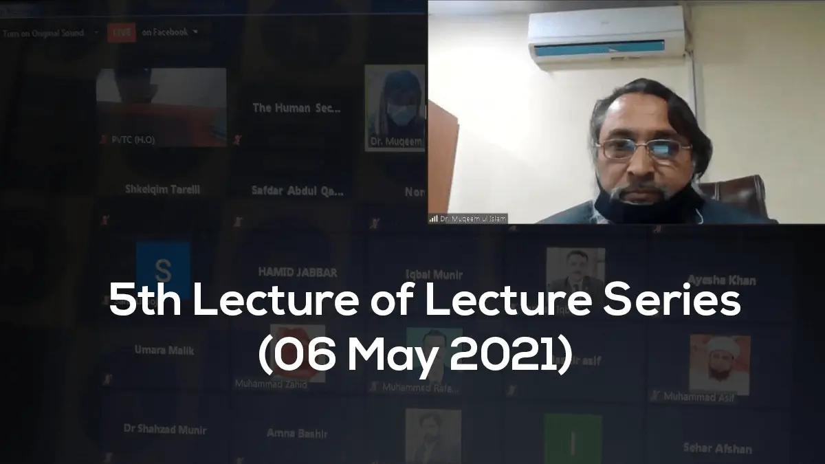 5th Lecture of Lecture Series (06th May 2021)